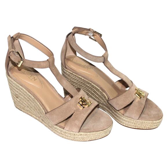 Ralph Lauren Hale Wedge Sandals Khaki Size 8.5 NWT - Picture 10 of 16